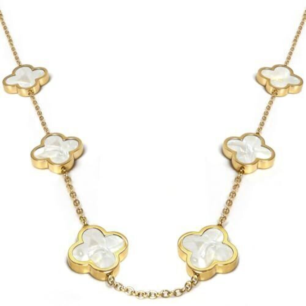 4331 18K Gold Necklace Double-Side Lucky Four Leaf Clover Necklaces Gold